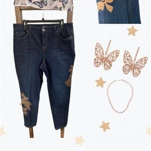 Style & Co Curvy Fit Gold Rose Skinny Jeans Size 14